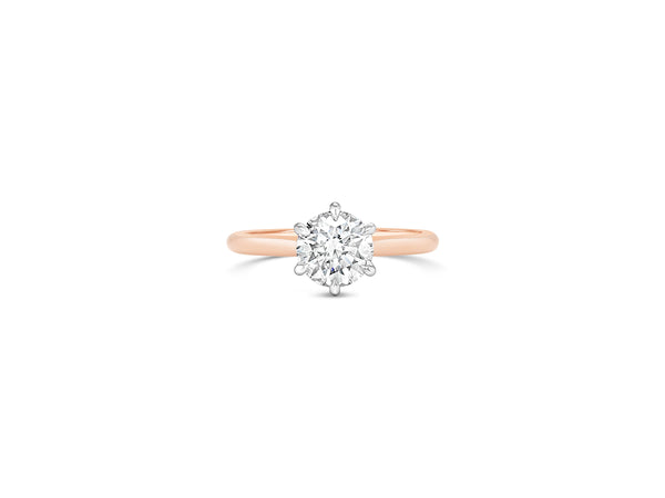 Platinum and Rose Gold Crossover Engagement Ring