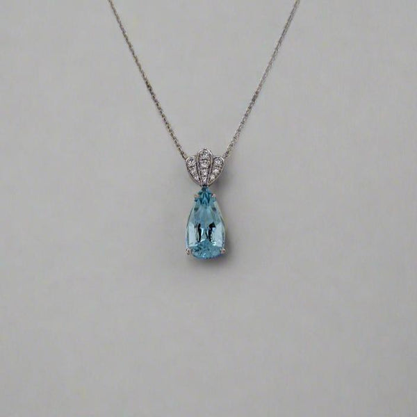 Fleur Aquamarine Pear Shape Pendant