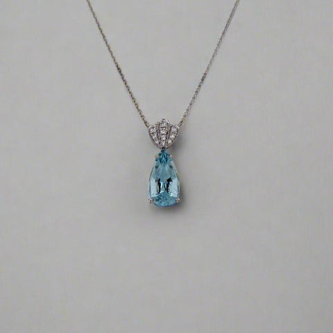 Fleur Aquamarine Pear Shape Pendant