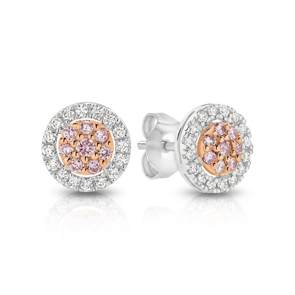 Pink Diamond Cluster Earrings