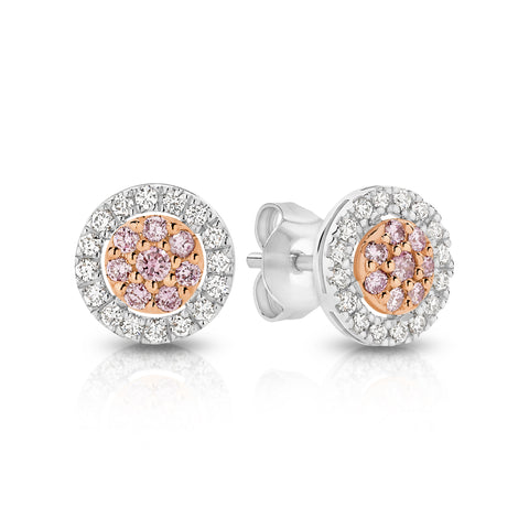 Pink Diamond Cluster Earrings