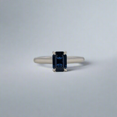 1.02ct Emerald Cut Sapphire Solitaire Ring