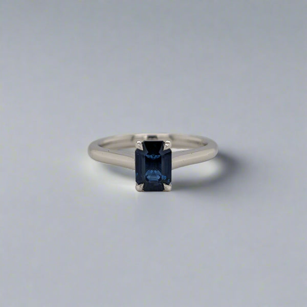 1.02ct Emerald Cut Sapphire Solitaire Ring