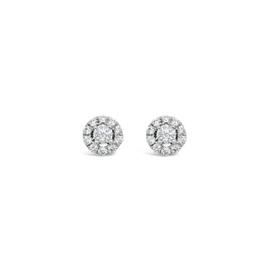 White diamond halo earrings 0.17ct centre