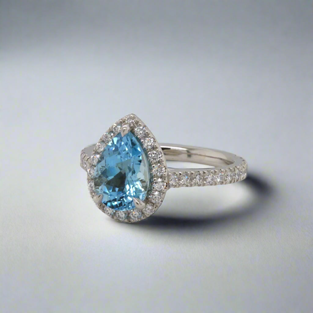 Pear Shape Aquamarine Ring