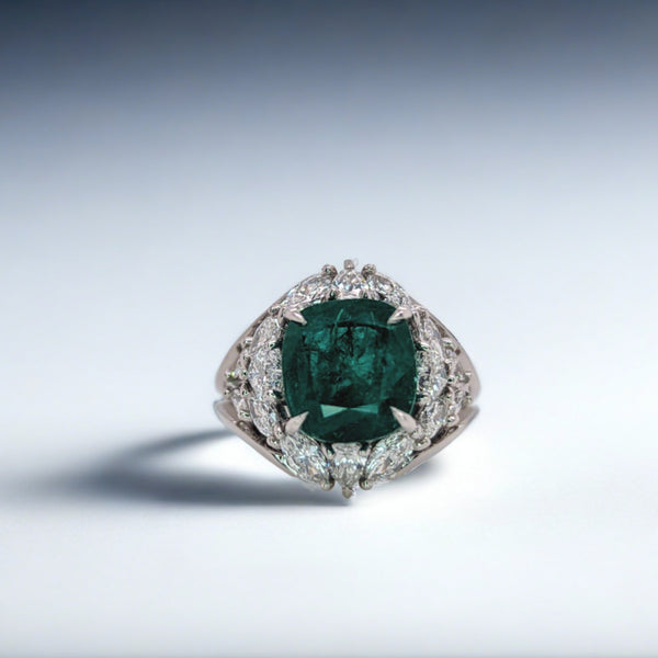 Cushion Cut Emerald Dress Ring