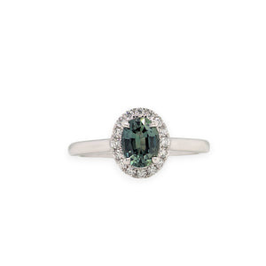 0.82ct Australian Sapphire Halo Ring