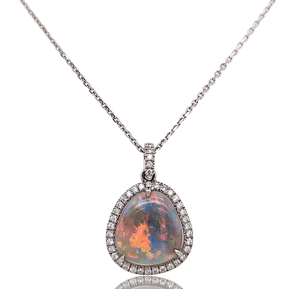 Black Opal and Diamond pendant 