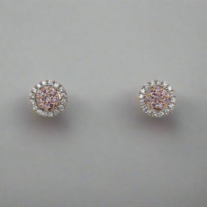 Pink Diamond Cluster Earrings