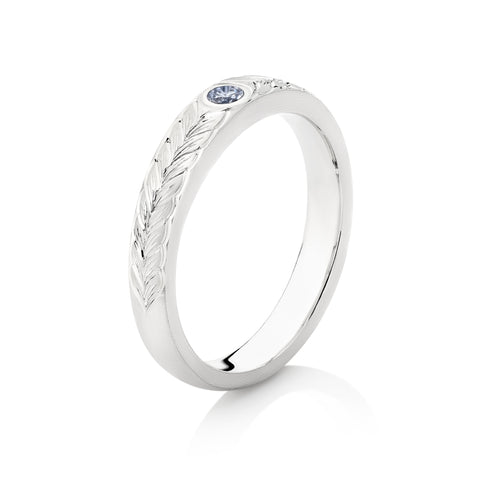 Argyle Blue Diamond Engraved Ring