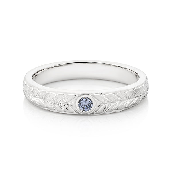Argyle Blue Diamond Engraved Ring