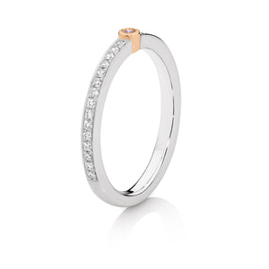 Platinum and 18ct Rose Gold Single Pink Diamond Ring