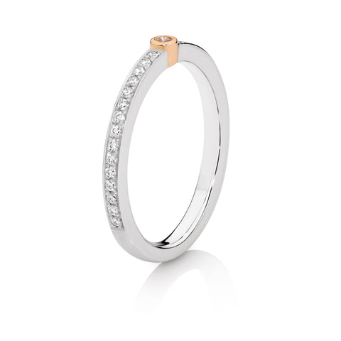Platinum and 18ct Rose Gold Single Pink Diamond Ring