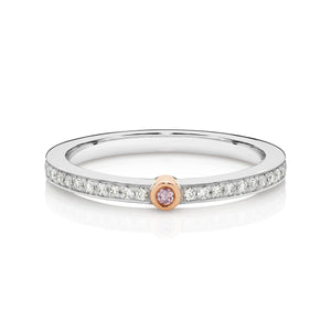 Platinum and 18ct Rose Gold Single Pink Diamond Ring