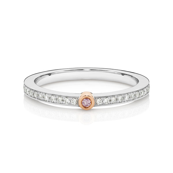 Platinum and 18ct Rose Gold Single Pink Diamond Ring