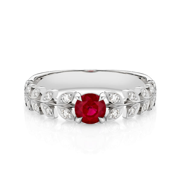 0.63ct Ruby Floral Ring