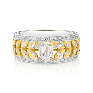 Yellow gold and Platinum diamond dress ring