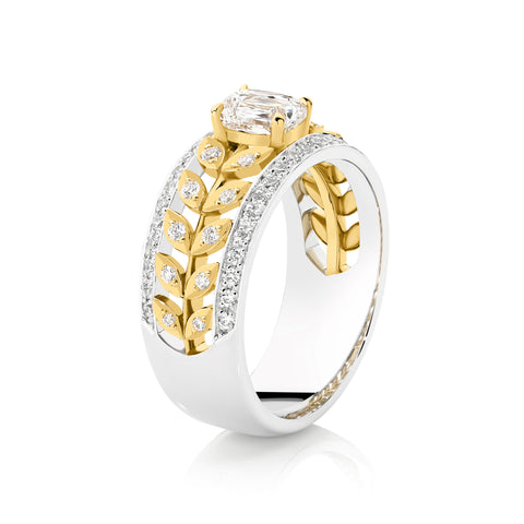 Yellow gold and Platinum diamond dress ring