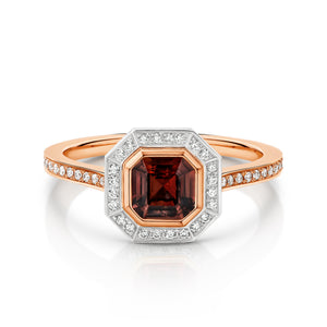 Deep rose sapphie ring set in platinum and 18ct rose gold