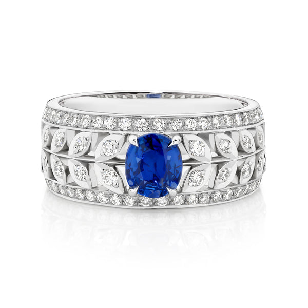 0.79ct Sapphire Wide Ring