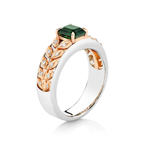 1.19ct Tsavorite Platinum and Rose Gold Ring