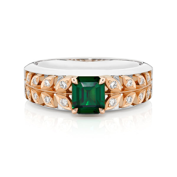 1.19ct Tsavorite Platinum and Rose Gold Ring