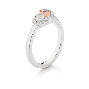Pink Argyle Bezel Set Trilogy Ring