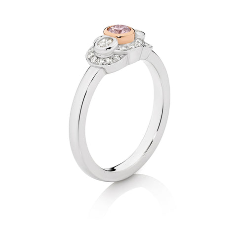Pink Argyle Bezel Set Trilogy Ring