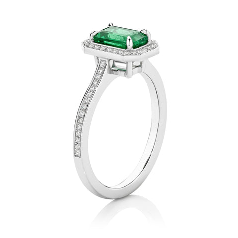 1.12ct Emerald Halo Ring