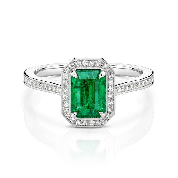 1.12ct Emerald Halo Ring
