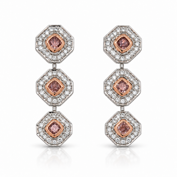 Pink Diamond Drop Earrings