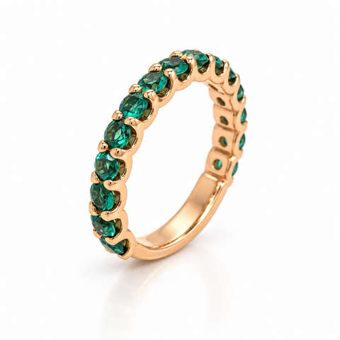Emerald Shared Claw Eternity Ring