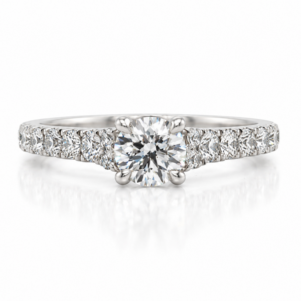 Platinum engagement ring Round diamond