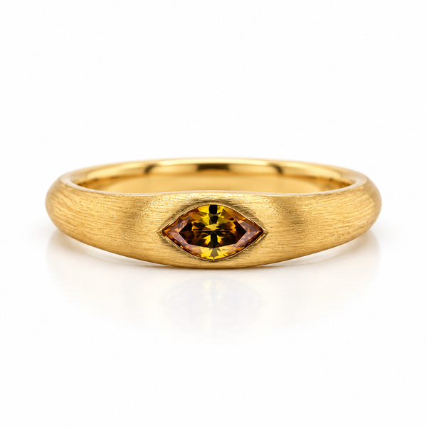 Flush Set Yellow-Orange Diamond Ring