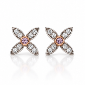 Pink and White Diamond Marquise shape earrings