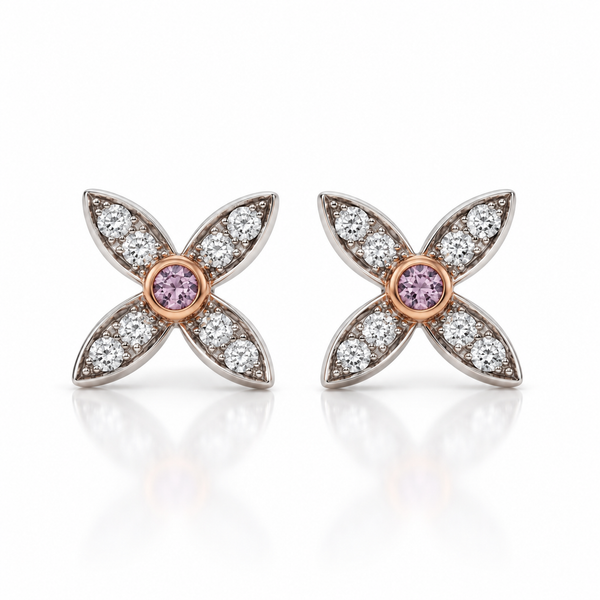 Pink and White Diamond Marquise shape earrings