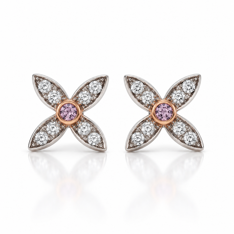 Pink and White Diamond Marquise shape earrings
