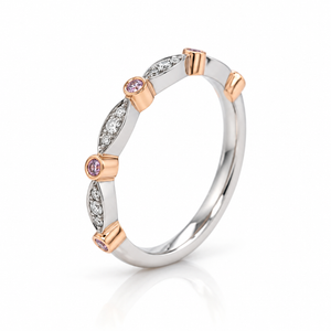 Argyle Pink and White Diamond Stacker Ring Marquise / RBC
