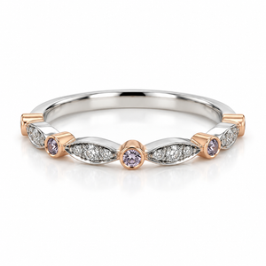 Argyle Pink and White Diamond Stacker Ring Marquise / RBC