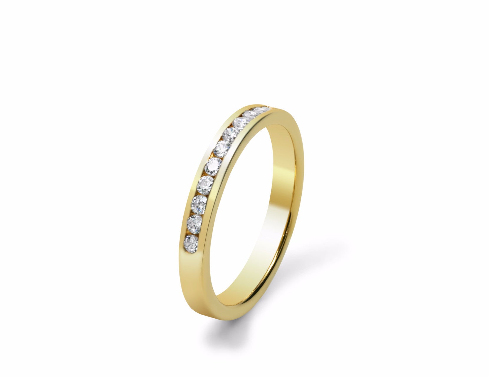 Channel Set Diamond Wedding Ring in yellow gold