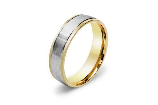 Two Tone 18ct White and Yellow Gold Men's Wedding Ring