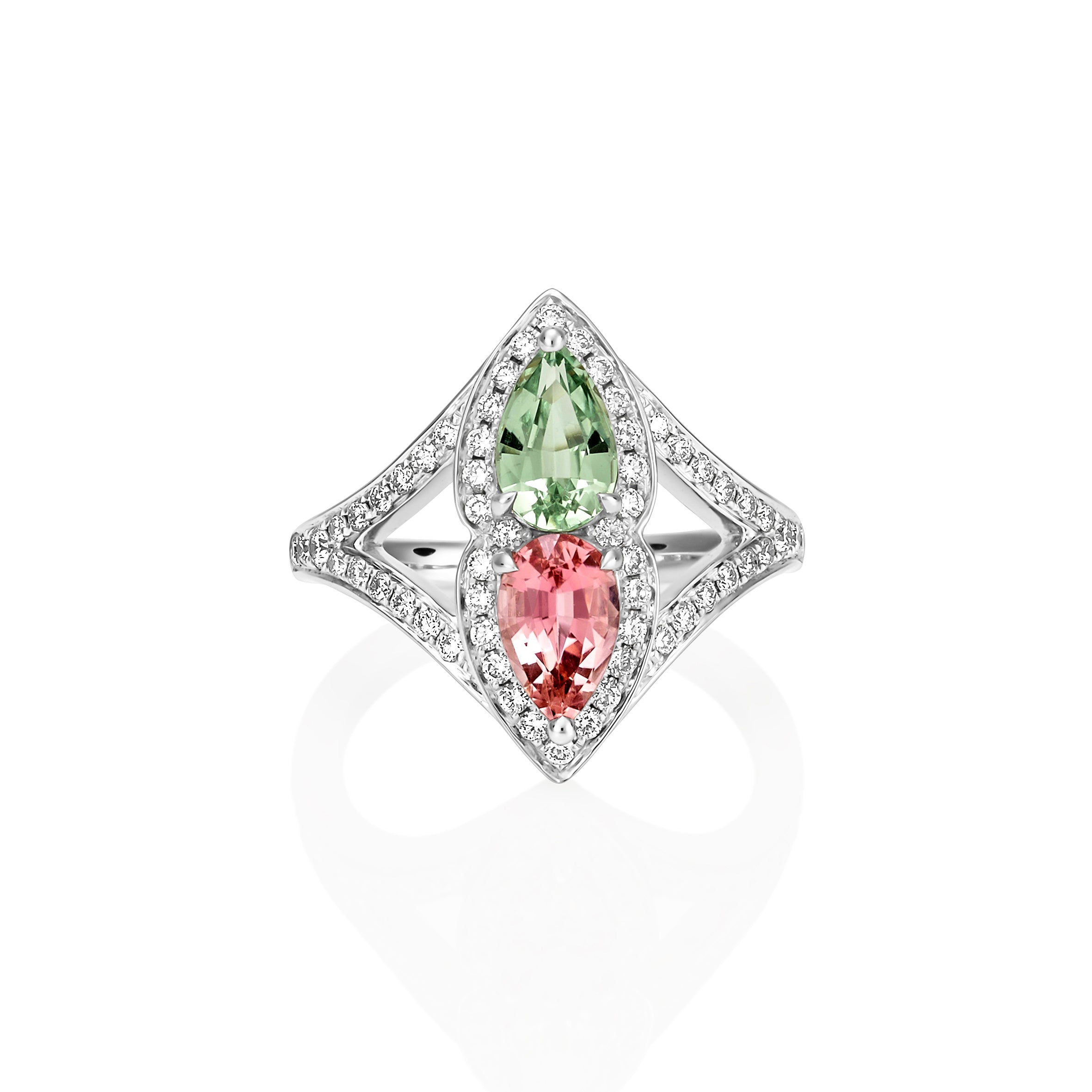 Pink and Green Tourmaline Dress Ring