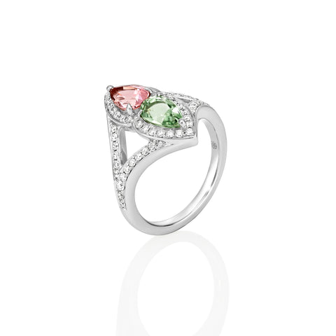 Pink and Green Tourmaline Dress Ring