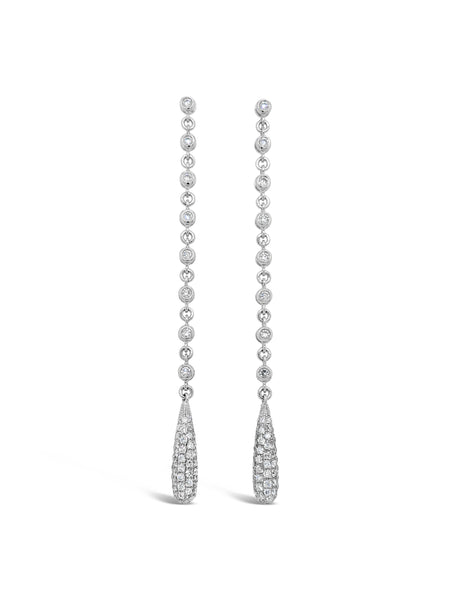 18ct White gold long diamond dress drop earrings