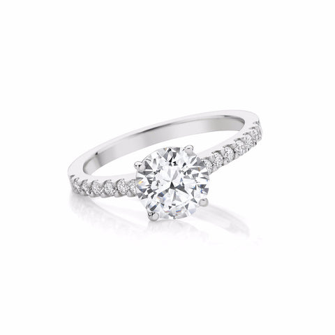 Four Claw Diamond Engagement Ring with Nova set Diamonds