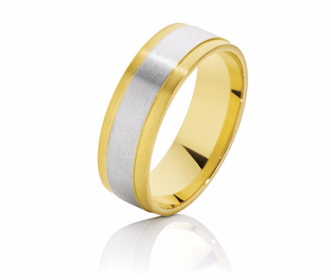Two Tone Flat Men's Wedding Ring