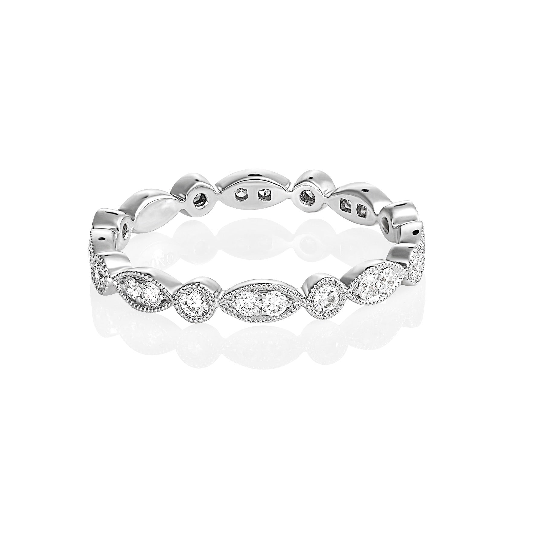 White gold round and marquise eternity ring